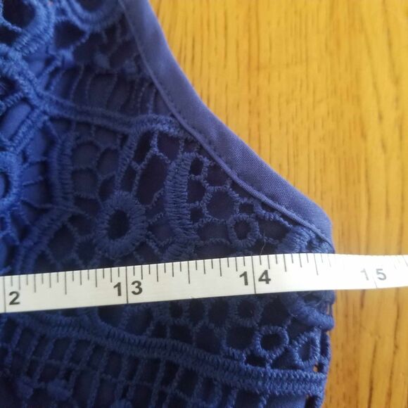GUESS Blue Solstice Lace Crochet Ruffle Strappy Bodycon Party Wedding Dress 4/Sm - Picture 5 of 9